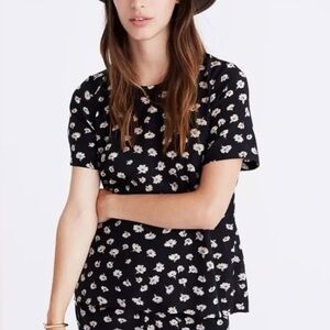 Madewell buttoned back silk printed T-shirt